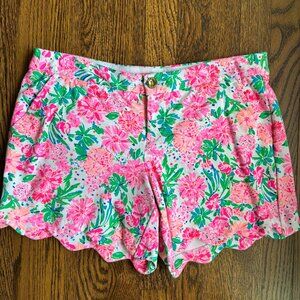 Lilly Pulitzer Bright Floral Patterned Scalloped Buttercup Shorts Size 10